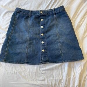 Y2K Mossimo Supply Co Denim Button Front A Line Mini Skirt Size 12 Blue